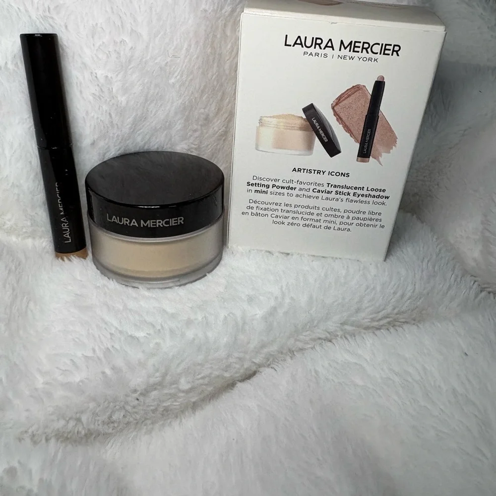 Laura Mercier Duo Caviar Eyeshadow Stick Rosegold & Translucent Setting Powder